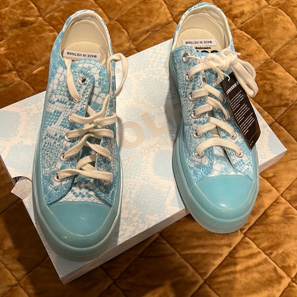 Converse Shoes - LIMITED EDITION/NEVER WORN Converse Chuck 70ox GOLF White&BabyBlue FauxSnakeskin